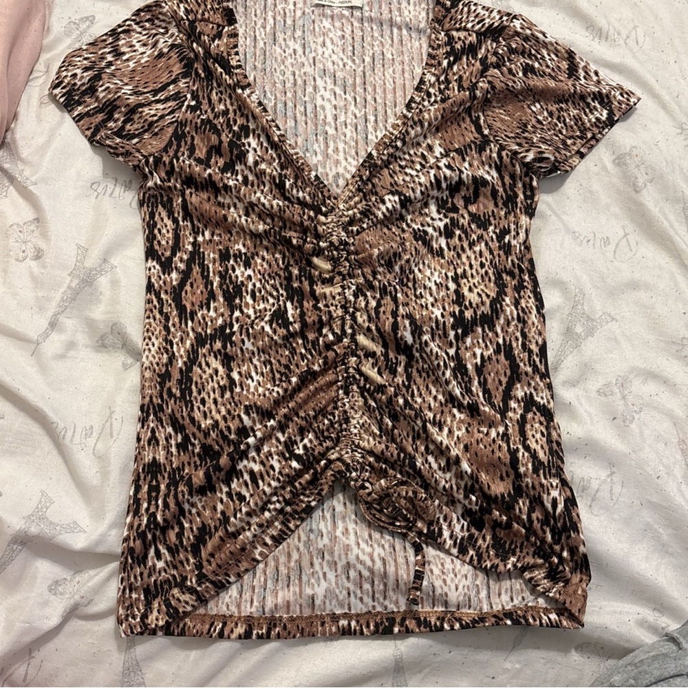 Leopard Print Ruched Women's Top